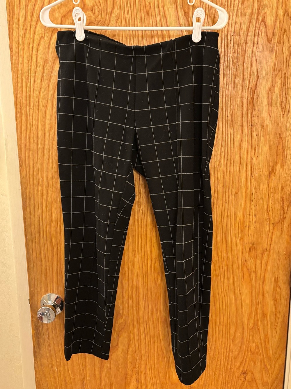 Kenneth Cole Black Windowpane Ponte Pants - Women's Stretch Trousers